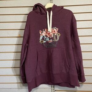 Members Mark XL Hoodie Eggplant Purple OCD Old Cranky Dangerous Funny! Pigs Hogs
